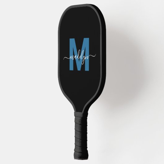 Einfache Blue Letter Name Monogram Pickleball Schläger (Links)