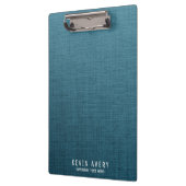 Einfache Blue Linen Textur Klemmbrett (Links)