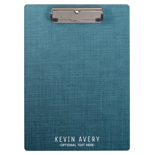 Einfache Blue Linen Textur Klemmbrett (Vorderseite)