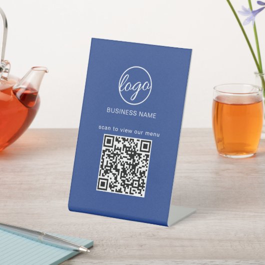 Einfache Blue Logo QR Code Modernes Geschäft Sockelschild (In SItu)