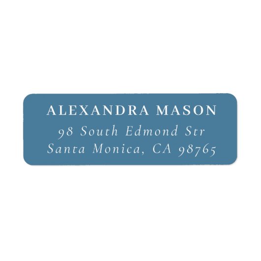 Einfache Blue Modern Serif-Rücksendeadresse (Vorne)