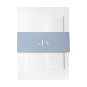 Einfache Blue Monogram Minimal Elegante Hochzeit Einladungsbanderole