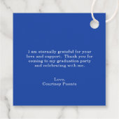 Einfache Blue Mortar Board Moderner Abschluss Geschenkanhänger (Rückseite)