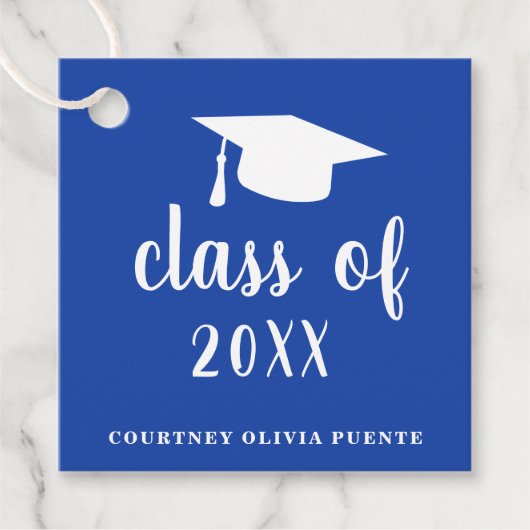 Einfache Blue Mortar Board Moderner Abschluss Geschenkanhänger (Vorderseite)