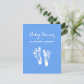 Einfache Blue Newborn Footprints Boy Baby Dusche Einladung (Stehend Vorderseite)