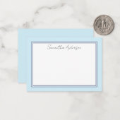 Einfache Blue Personalisiert Flat Note Card Mitteilungskarte (Vorderseite/Rückseite Beispiel)