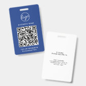Einfache Blue QR Code Mitarbeiter-ID Ausweis (Vorder- & Rückseite)