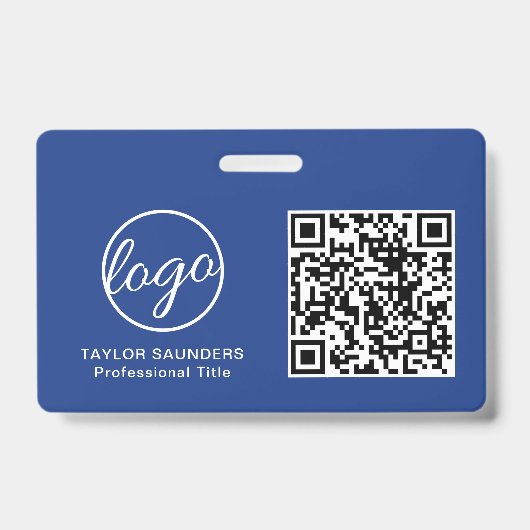 Einfache Blue QR Code Mitarbeiter-ID Ausweis (Vorderseite)