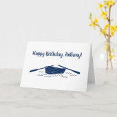 Einfache Blue Rowboat Graphic Custom Message Karte (Gelbe Blume)