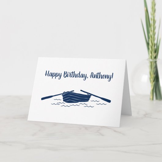 Einfache Blue Rowboat Graphic Custom Message Karte (Vorderseite)