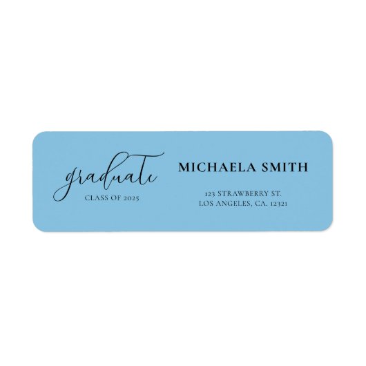 Einfache Blue Script Abschluss Rücksendeadresse (Vorne)