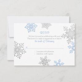 Einfache Blue Silver Snowflake Winter Wedding UAWG RSVP Karte