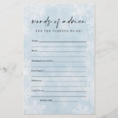 Einfache Blue Snowflakes Baby Shower Admin Card (Vorderseite)