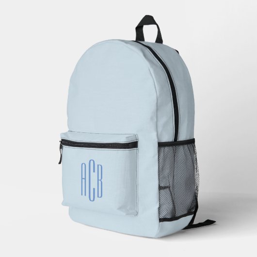 Einfache Blue Three Letter Monogram Bedruckter Rucksack (Rückseitige Ecke Rechts)