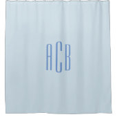 Einfache Blue Three Letter Monogram Duschvorhang (Vorderseite)