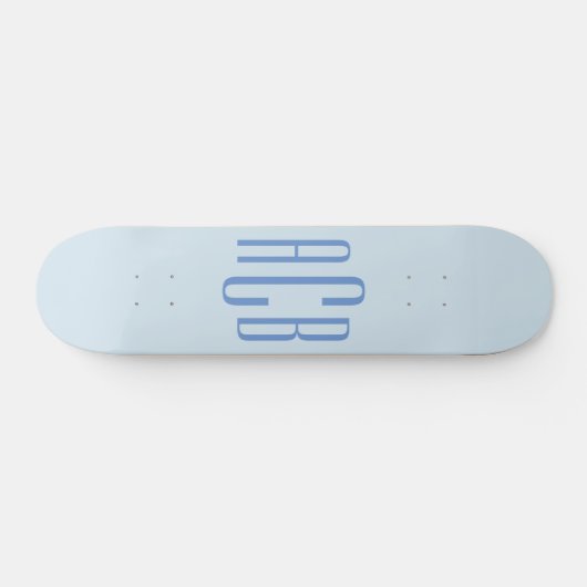Einfache Blue Three Letter Monogram Skateboard (Horizontal)