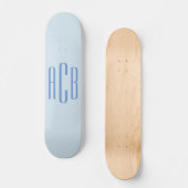 Einfache Blue Three Letter Monogram Skateboard (Vorderseite)