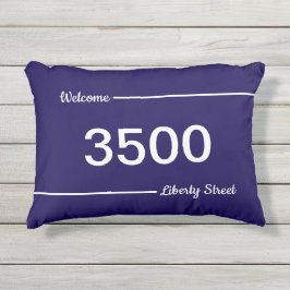 Einfache Blue und White Street Adresse House Numme Kissen Für Draußen