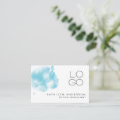 Einfache Blue Watercolor Business Card mit QR-Code Visitenkarte (Stehend Vorderseite)