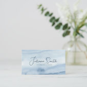 Einfache Blue Watercolor Business Card Visitenkarte (Stehend Vorderseite)