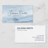 Einfache Blue Watercolor Business Card Visitenkarte (Vorne/Hinten)