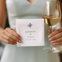 Einfache Blue Watercolor Thistle Wedding Names