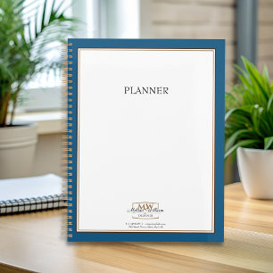 Einfache Blue White Monogram Business Planer