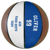 Einfache Blue White Name Number Zitat Basketball (Vertikal)