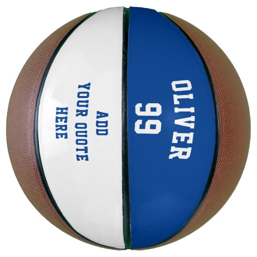 Einfache Blue White Name Number Zitat Basketball (Vertikal)