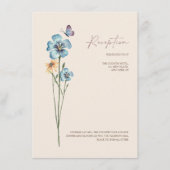 Einfache Blue Wildblume Butterfly Hochzeitsempfehl Begleitkarte (Vorderseite)