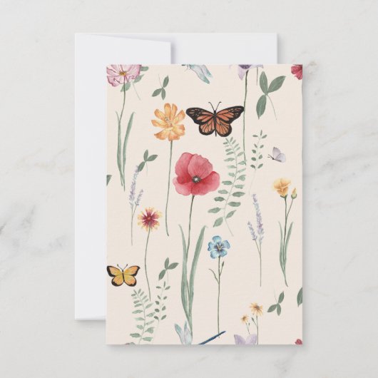 Einfache Blue Wildblume Liebe und Dank Hochzeit Dankeskarte (Rückseite)