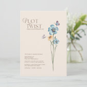 Einfache Blue Wildblume Plot Drehung Hochzeit Save The Date (Stehend Vorderseite)