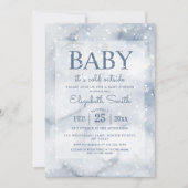 Einfache Blue Winter Baby Dusche Einladung (Vorderseite)
