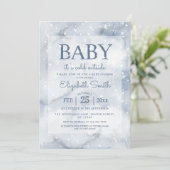 Einfache Blue Winter Baby Dusche Einladung (Stehend Vorderseite)