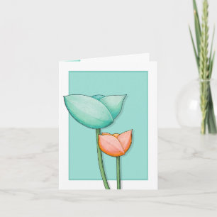 Einfache Blume aquamarin orange Notizkarte Karte