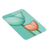 Einfache Blume aquamarin orange Premium Magnet (Rechte Seite)