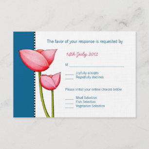 Einfache Blume Blau 2-Hochzeitkarte RSVP Karte