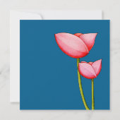 Einfache Blume blau 2 Hochzeitsreise Einladung (Rückseite)