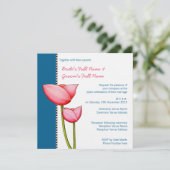 Einfache Blume blau 2 Hochzeitsreise Einladung (Stehend Vorderseite)