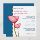 Einfache Blume blau 2 Hochzeitsreise Einladung (Vorne/Hinten)