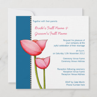 Einfache Blume blau 2 Hochzeitsreise Einladung