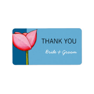 Einfache Blume Blue Wedding Danke Sticker Adressaufkleber
