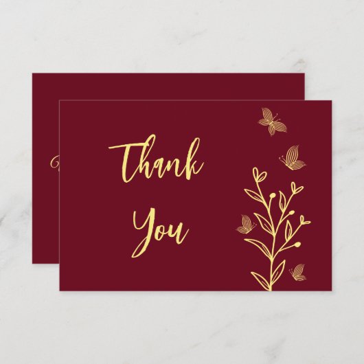 Einfache Blume Bordeaux Dankeskarte (Vorne/Hinten)