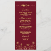 Einfache Blume Bordeaux Menükarte (Vorderseite)