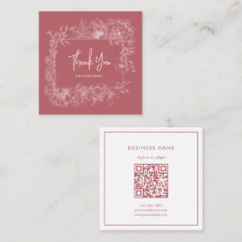 Einfache Blume Border Dusty Pink QR Code Vielen Da Quadratische Visitenkarte
