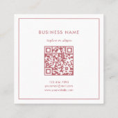 Einfache Blume Border Dusty Pink QR Code Vielen Da Quadratische Visitenkarte (Rückseite)