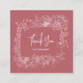 Einfache Blume Border Dusty Pink QR Code Vielen Da Quadratische Visitenkarte (Vorderseite)