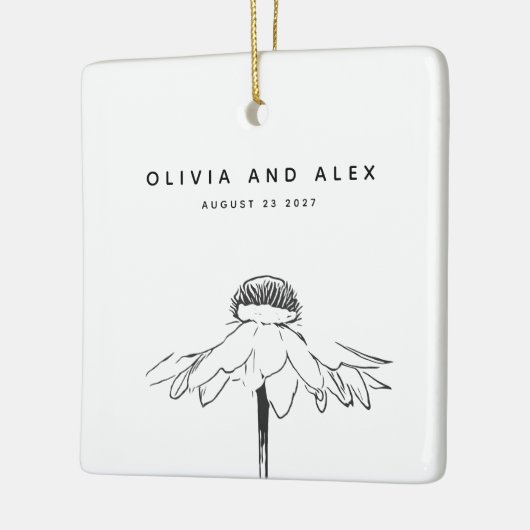 Einfache Blume, die in Schwarzweiß Gezeichnet wird Keramikornament (Links)