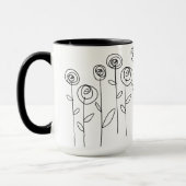 Einfache Blume, die Schwarz und Weiß Zeichne Tasse (Links)