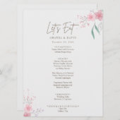 Einfache Blume Elegante Hochzeit Menükarte (Vorne/Hinten)